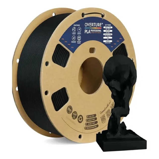 PLA Plus preto · 1 kg da Overture