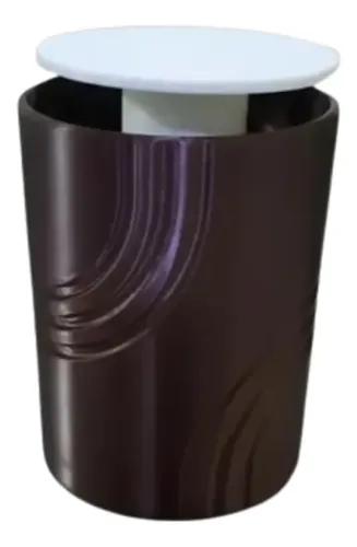 Porta-cotonetes marrom impresso em 3D com tampa