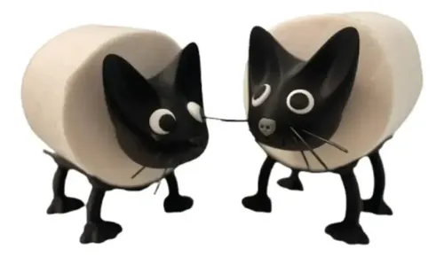 Porta-papel higiênico preto em formato de gato impresso em 3D