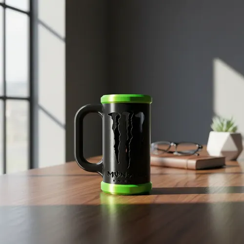 Porta-lata preto de 473 ml com alça impresso em 3D