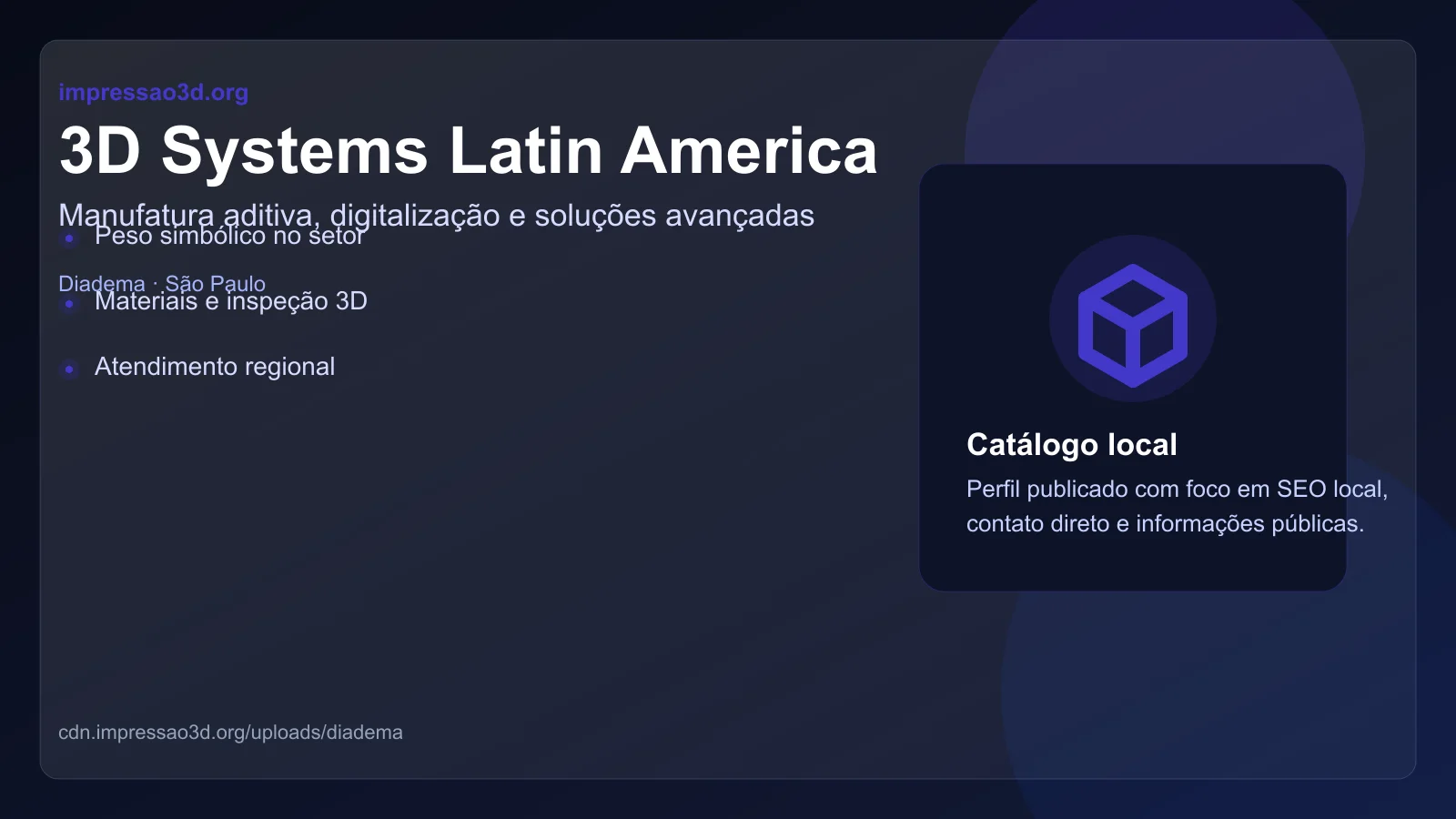 Imagem pública relacionada a 3D Systems Latin America, empresa de impressão 3D em Diadema