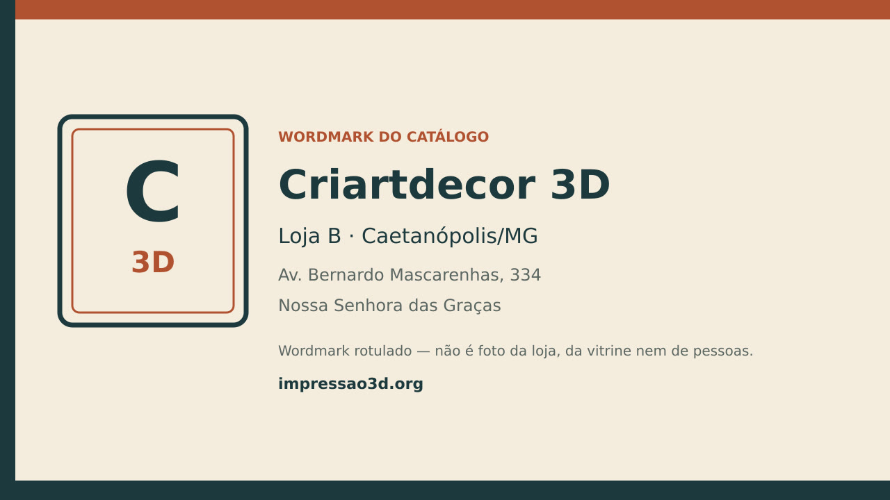 Imagem pública relacionada a Criartdecor 3D, empresa de impressão 3D em Caetanópolis