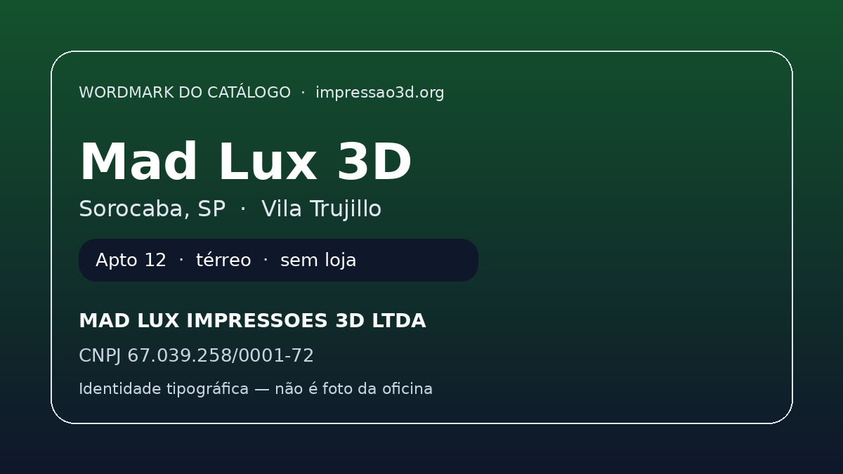Imagem pública relacionada a Mad Lux 3D, empresa de impressão 3D em Sorocaba