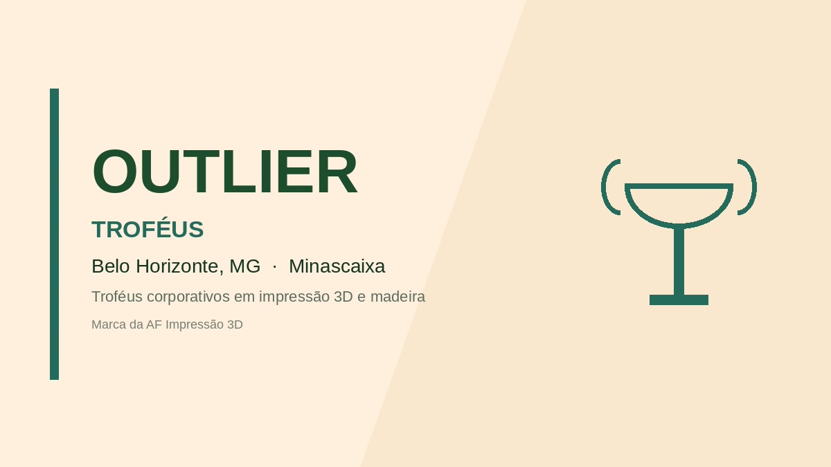 Imagem pública relacionada a Outlier Troféus, empresa de impressão 3D em Belo Horizonte