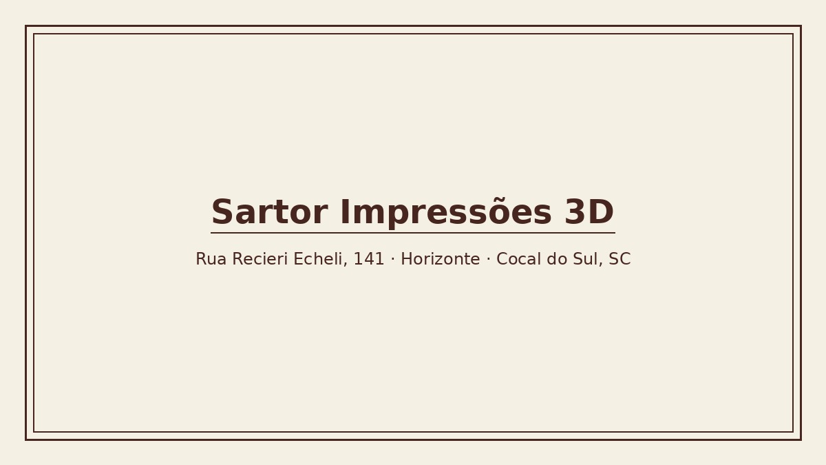 Imagem pública relacionada a Sartor Impressões 3D, empresa de impressão 3D em Cocal do Sul