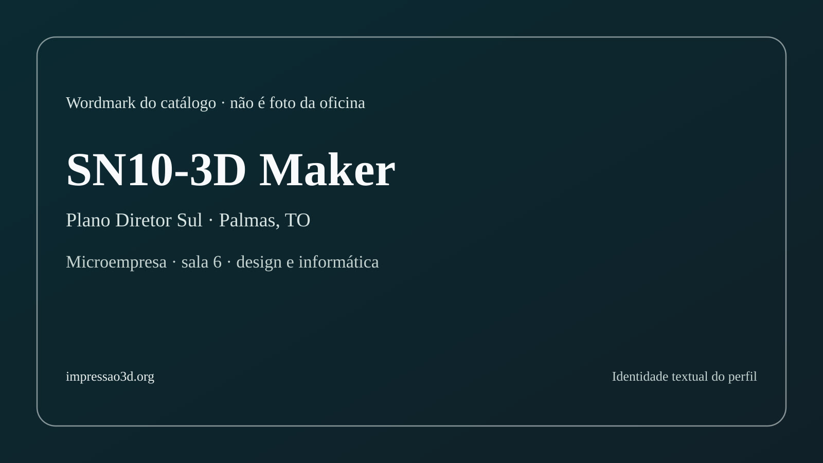Imagem pública relacionada a SN10-3D Maker, empresa de impressão 3D em Palmas