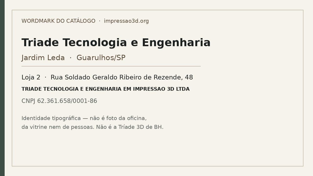 Imagem pública relacionada a Triade Tecnologia e Engenharia, empresa de impressão 3D em Guarulhos