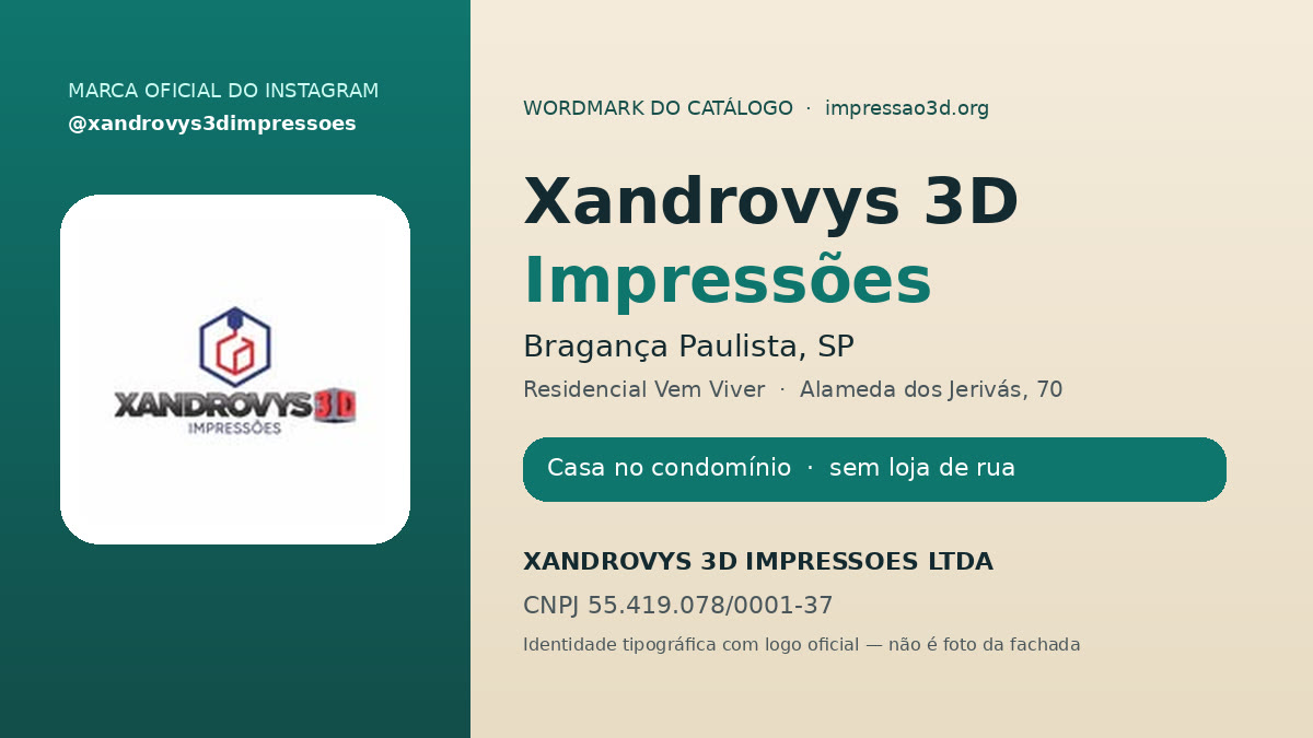 Imagem pública relacionada a Xandrovys 3D Impressões, empresa de impressão 3D em Bragança Paulista