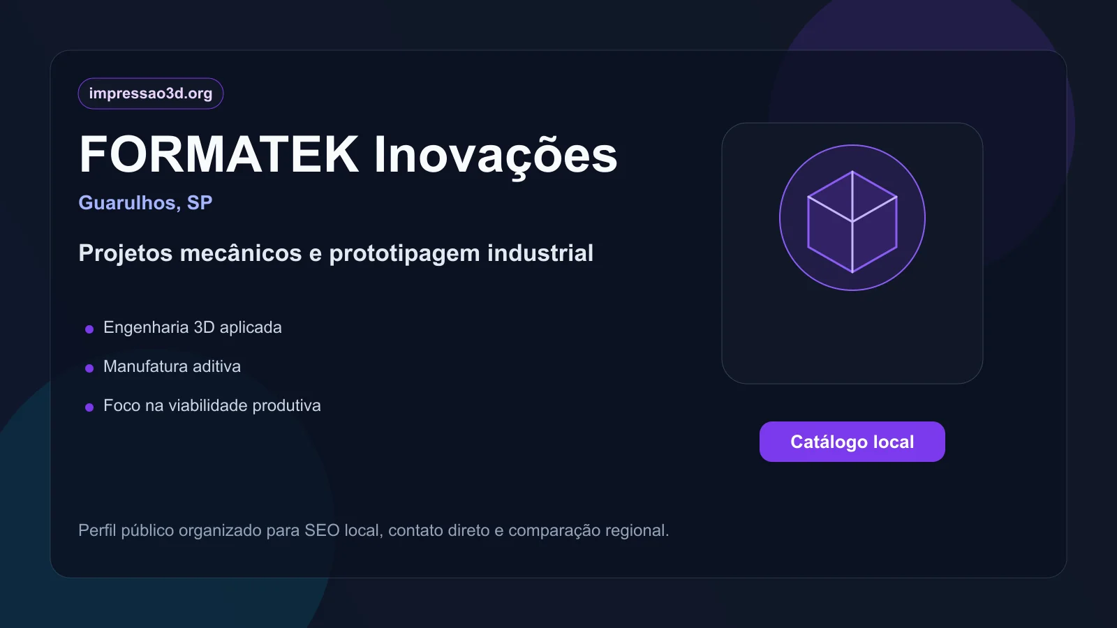 Imagem pública relacionada a FORMATEK Inovações, empresa de impressão 3D em Guarulhos