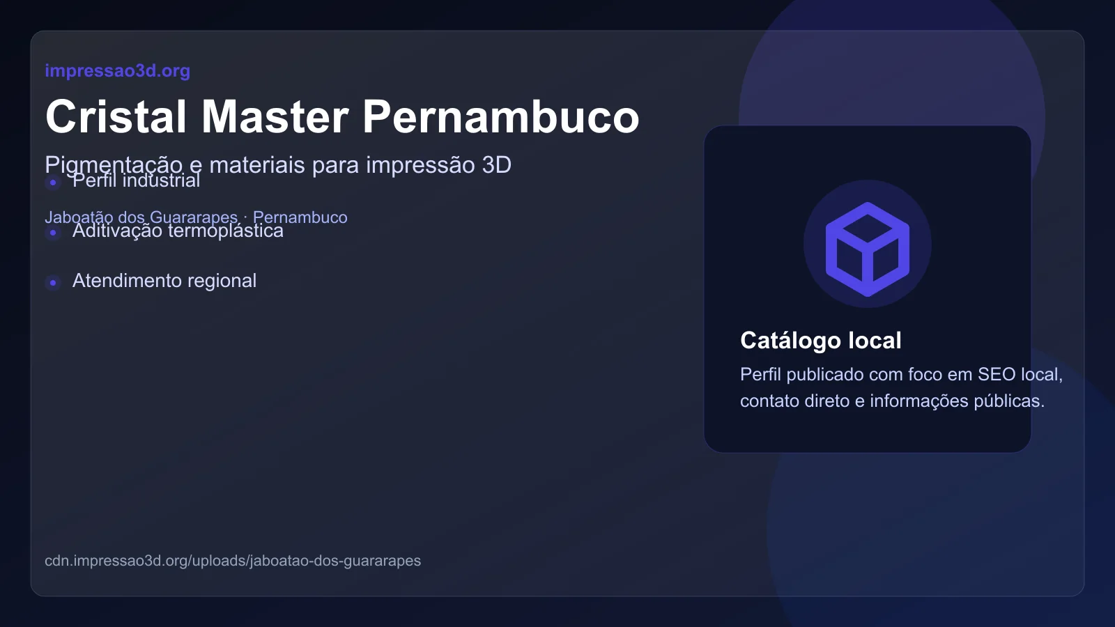 Imagem pública relacionada a Cristal Master Pernambuco, empresa de impressão 3D em Jaboatão dos Guararapes