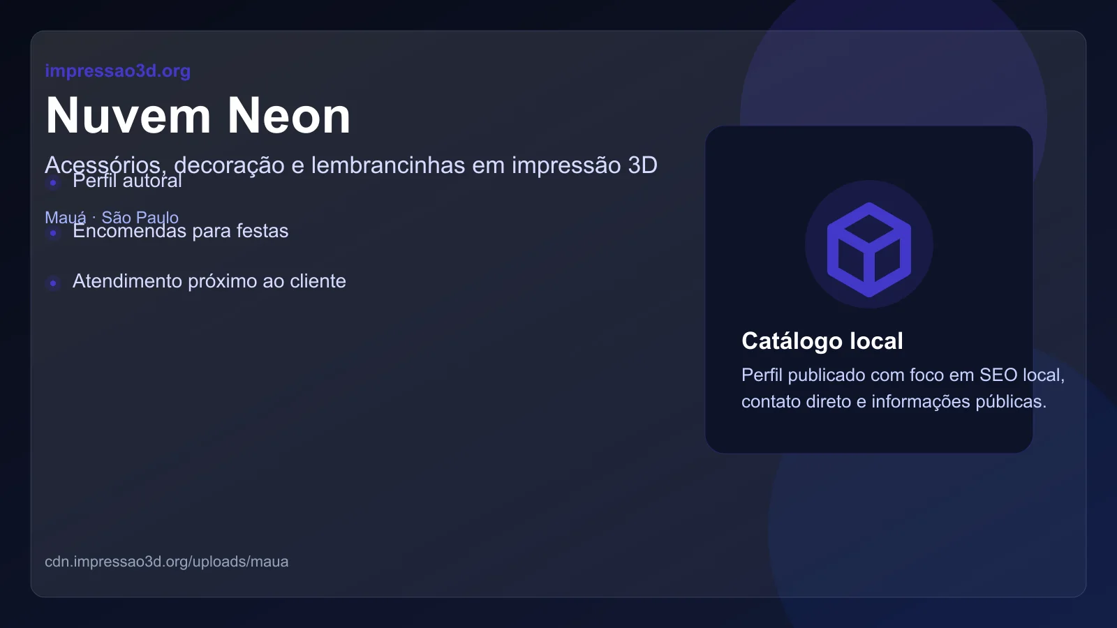 Imagem pública relacionada a Nuvem Neon, empresa de impressão 3D em Mauá