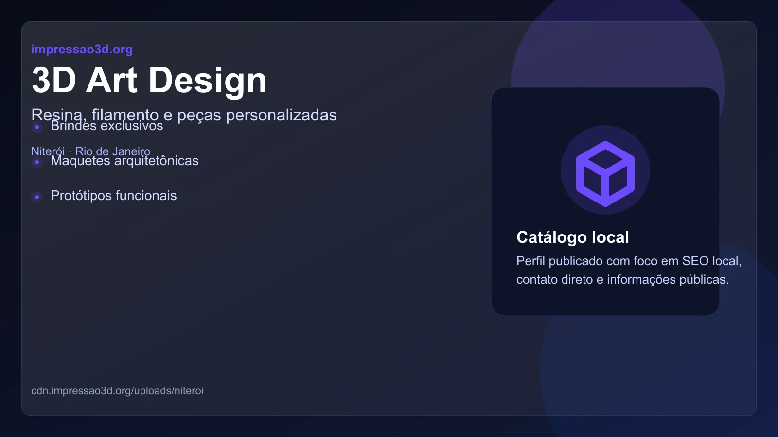 Imagem pública relacionada a 3D Art Design, empresa de impressão 3D em Niterói