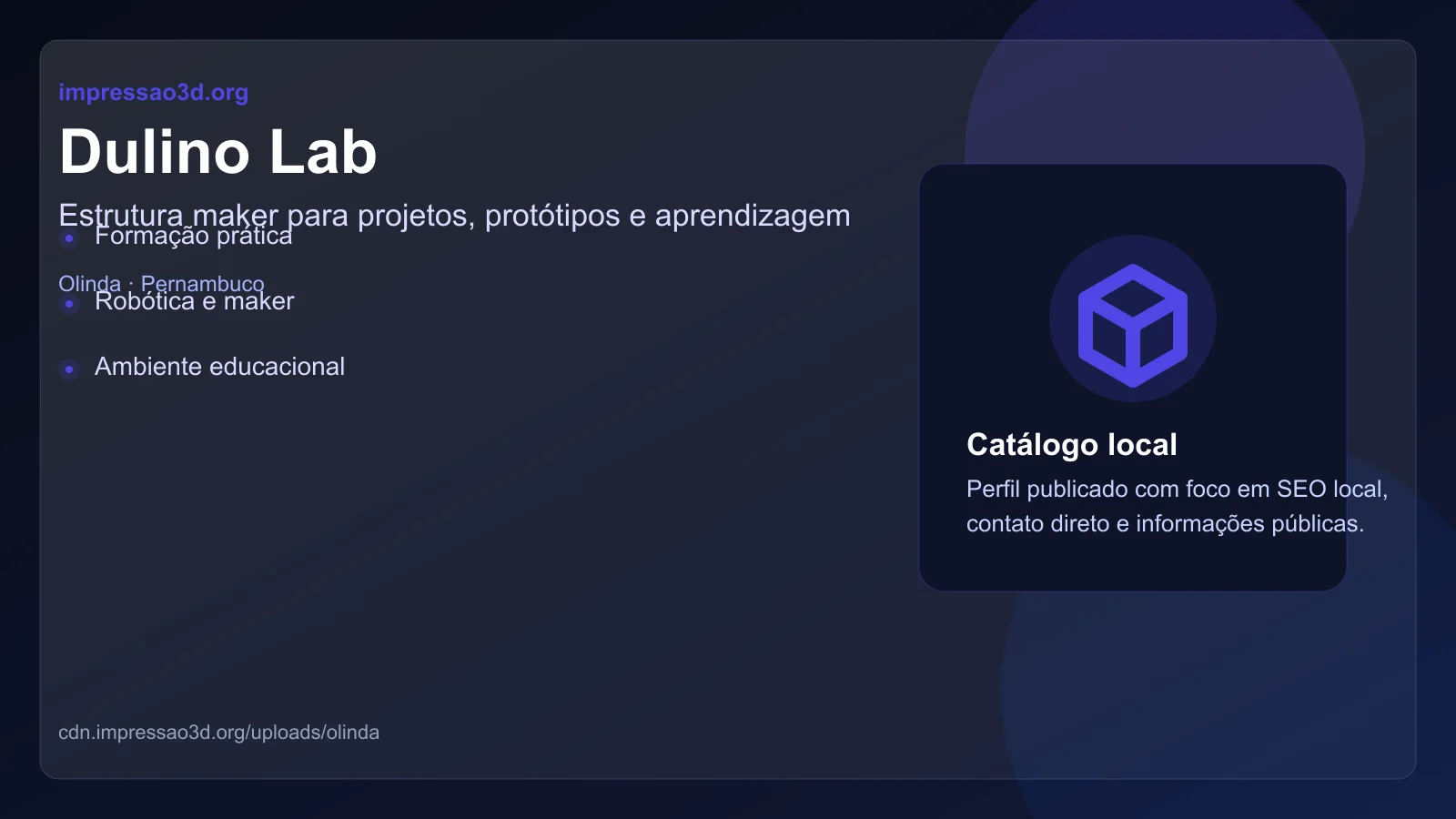 Imagem pública relacionada a Dulino Lab, empresa de impressão 3D em Olinda