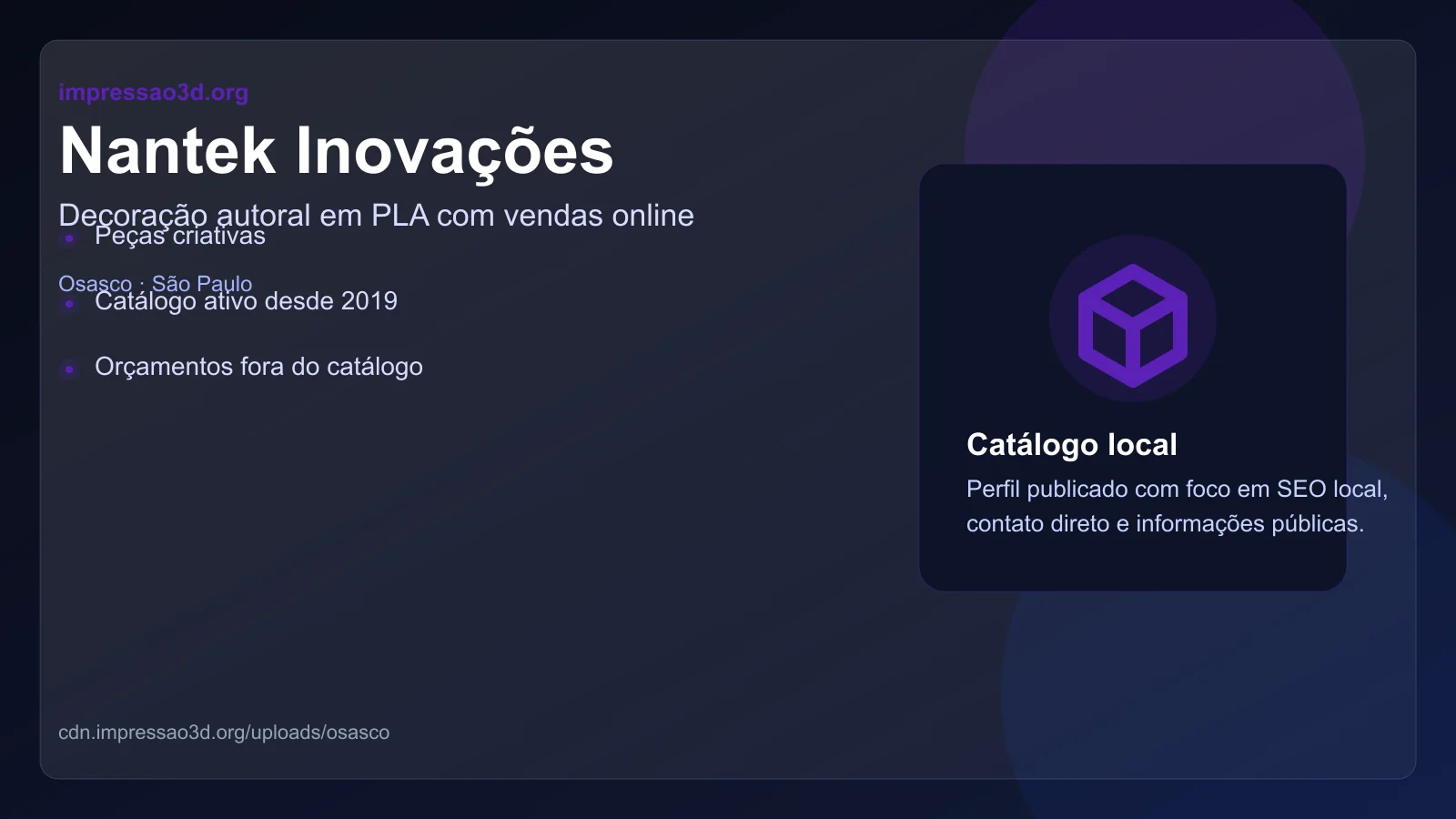 Imagem pública relacionada a Nantek Inovações, empresa de impressão 3D em Osasco