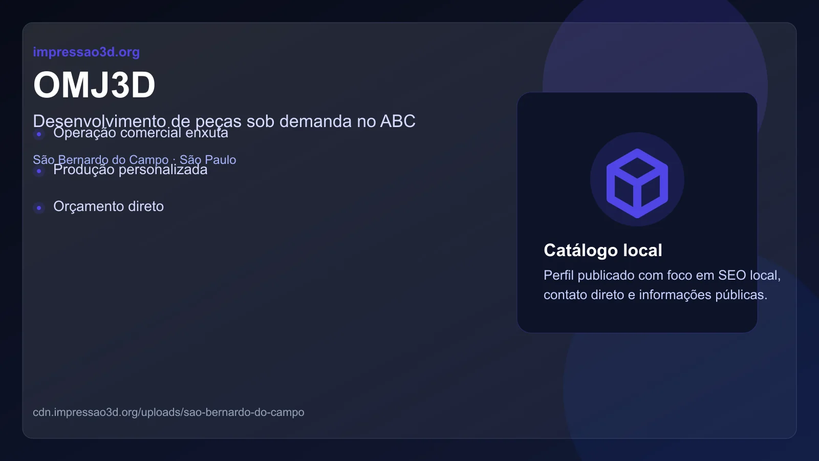 Imagem pública relacionada a OMJ3D, empresa de impressão 3D em São Bernardo do Campo