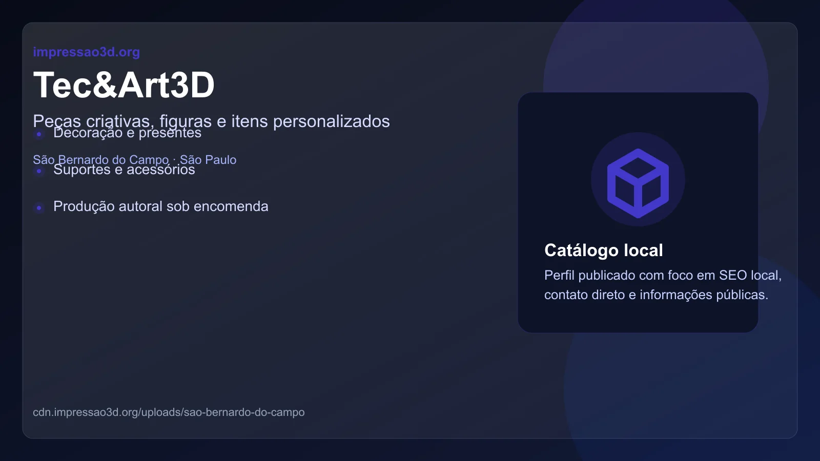 Imagem pública relacionada a Tec&Art3D, empresa de impressão 3D em São Bernardo do Campo