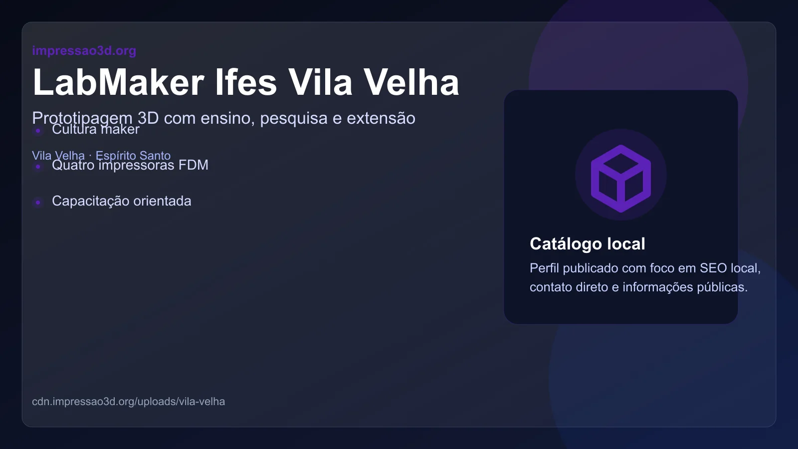 Imagem pública relacionada a LabMaker Ifes Vila Velha, empresa de impressão 3D em Vila Velha