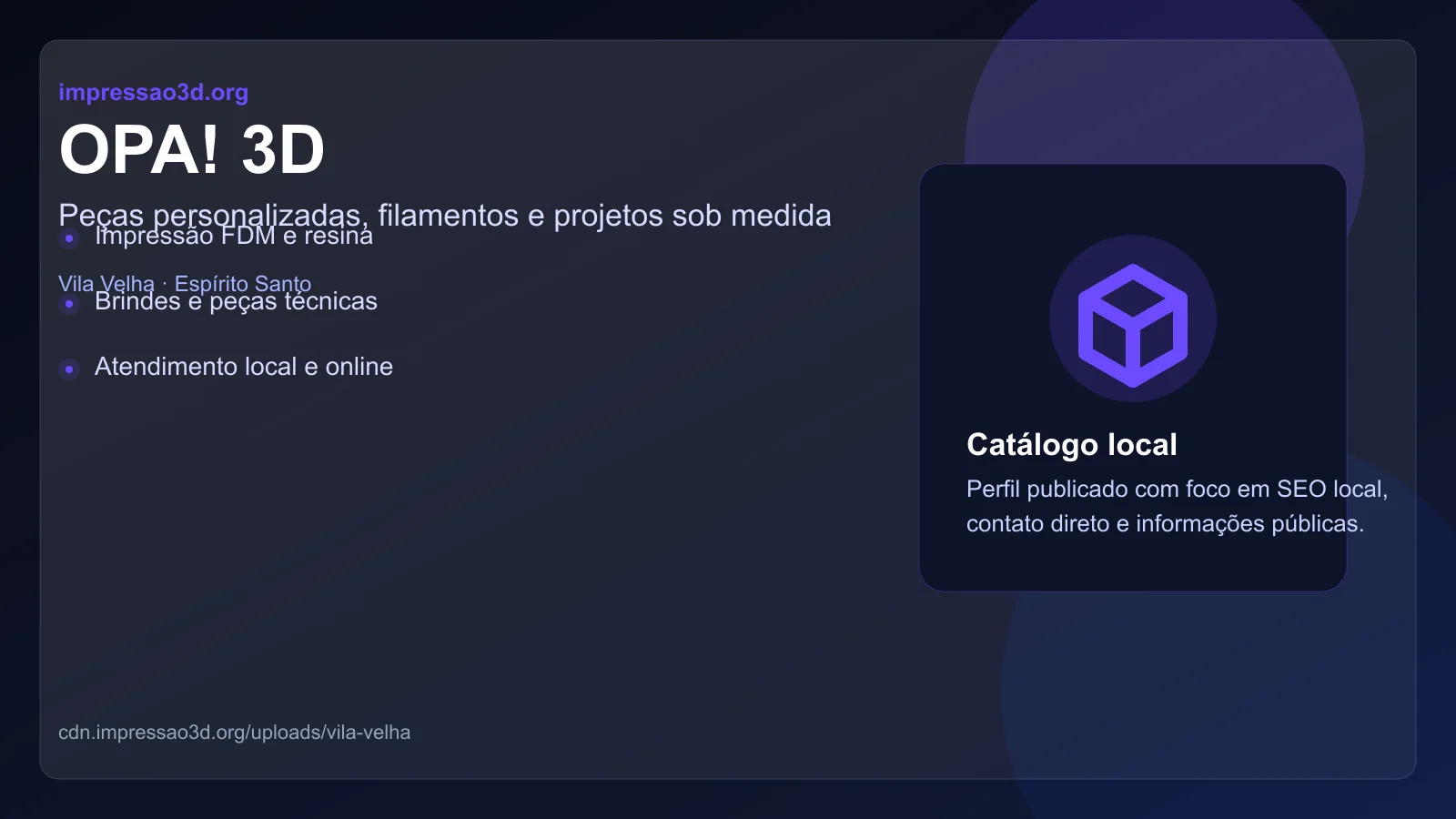 Imagem pública relacionada a OPA! 3D, empresa de impressão 3D em Vila Velha